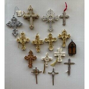 Lot of 15 Cross Christmas Holiday Ornaments